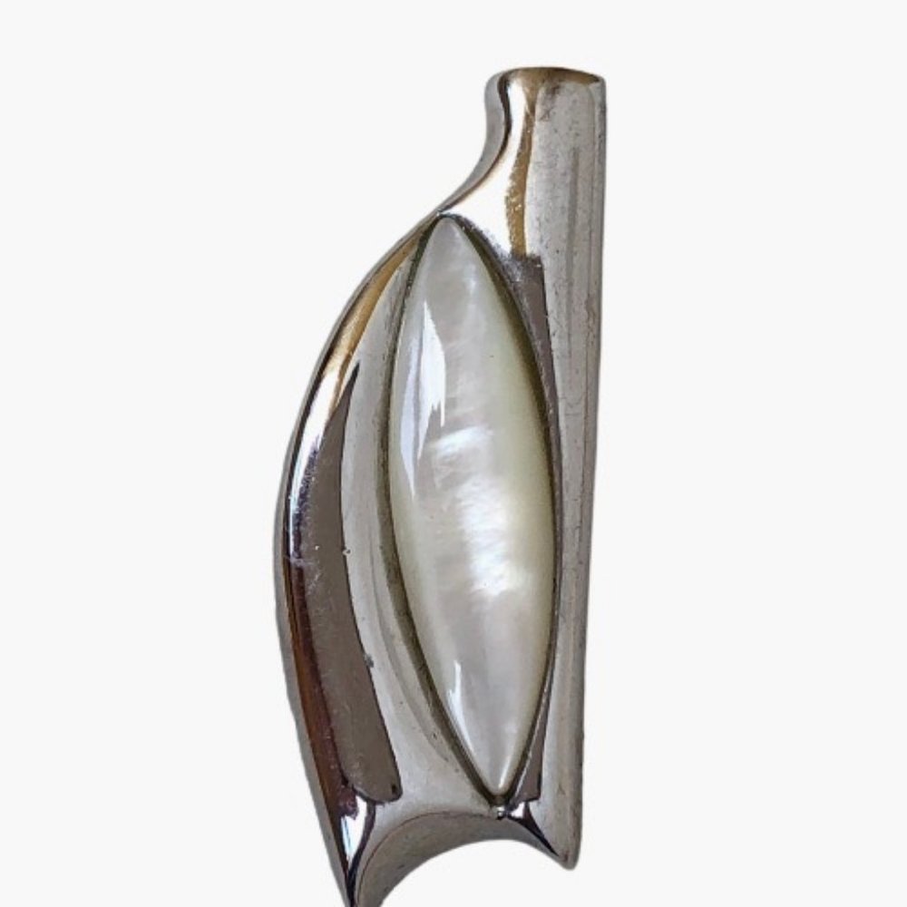 Sterling Silver 925 LUC Lucas Lameth Signed Mother of Pear Pendant Modernist - Picture 6 of 11